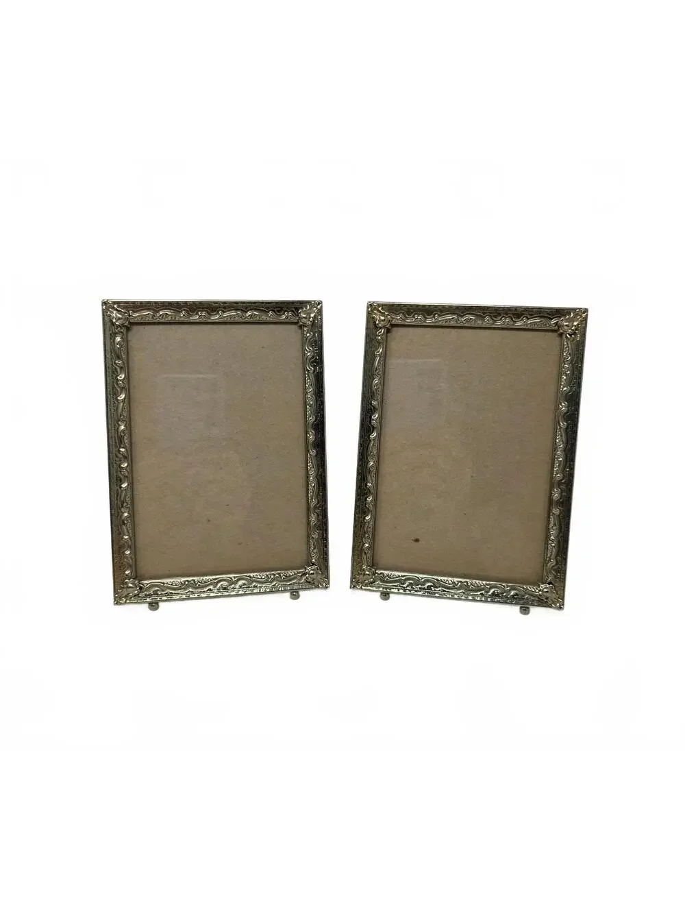 Vintage Ornate Gold Tone Metal 4x6 Picture Frames Pair Regency